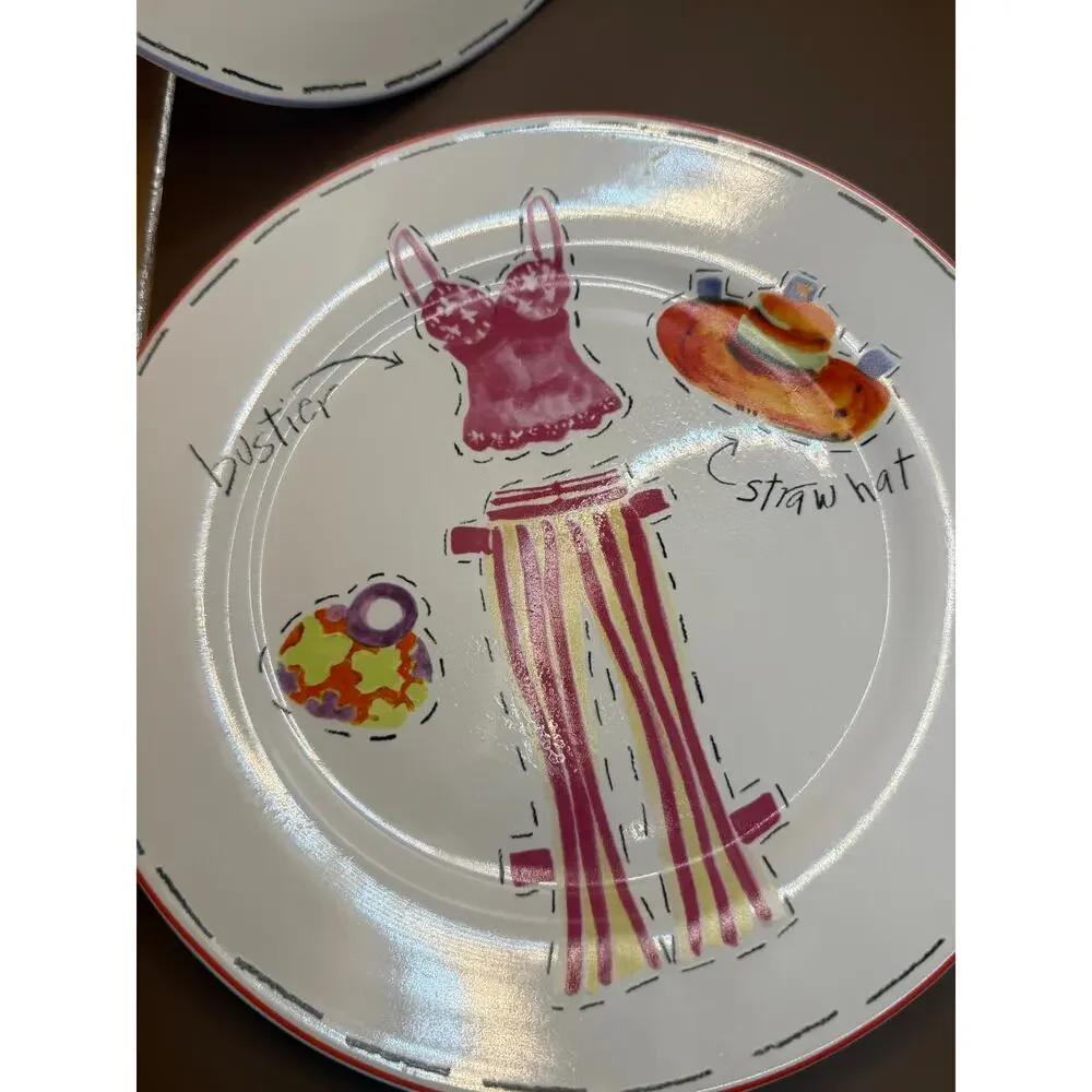CIB Paper Dolls Fashion Salad Plates Set of 4 Boxed 8 Inch Ceramic